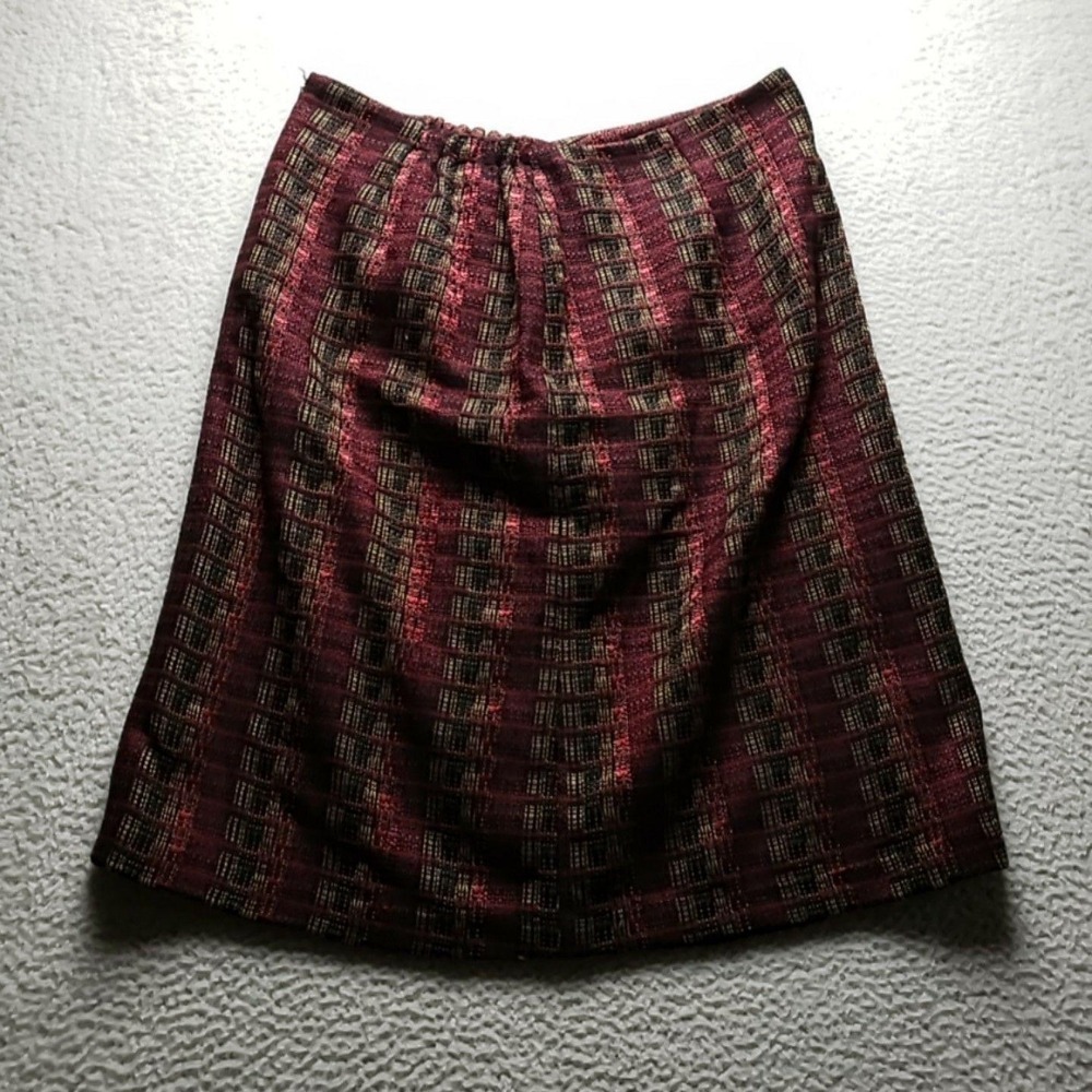 Cato Skirt Womens 18/20W Red Striped A-Line Midi Tweed Lined Zip Workwear Career